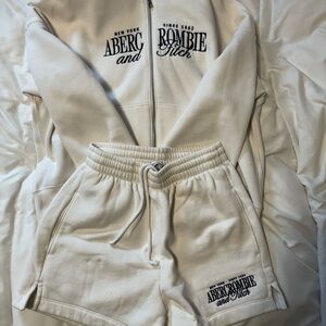 Abercrombie & Fitch Off-White Hoodie and Shorts Set